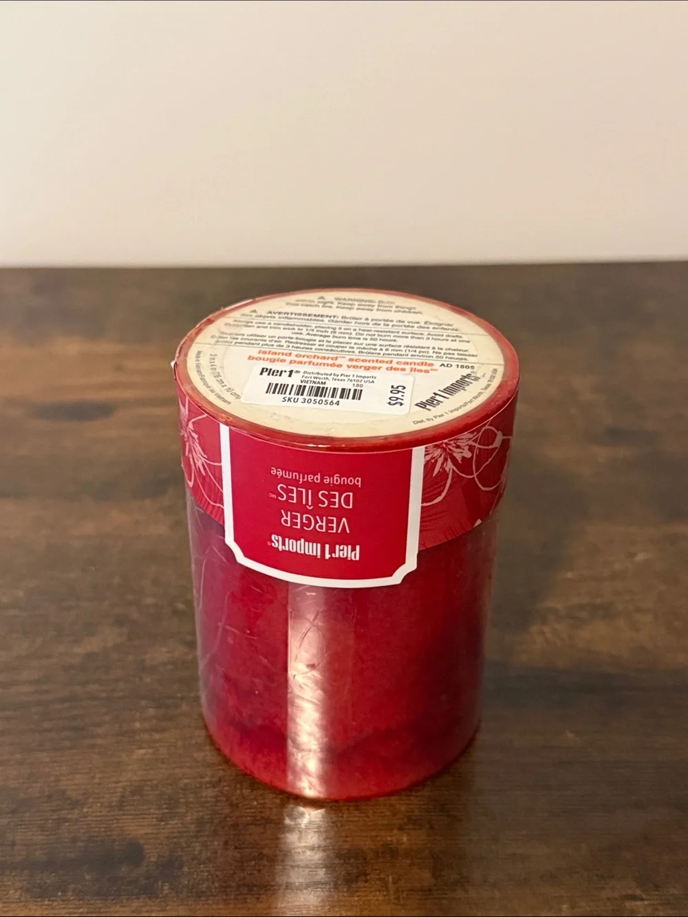 PIER 1 Island Orchard 3x4” Pillar Red Candle NWT New